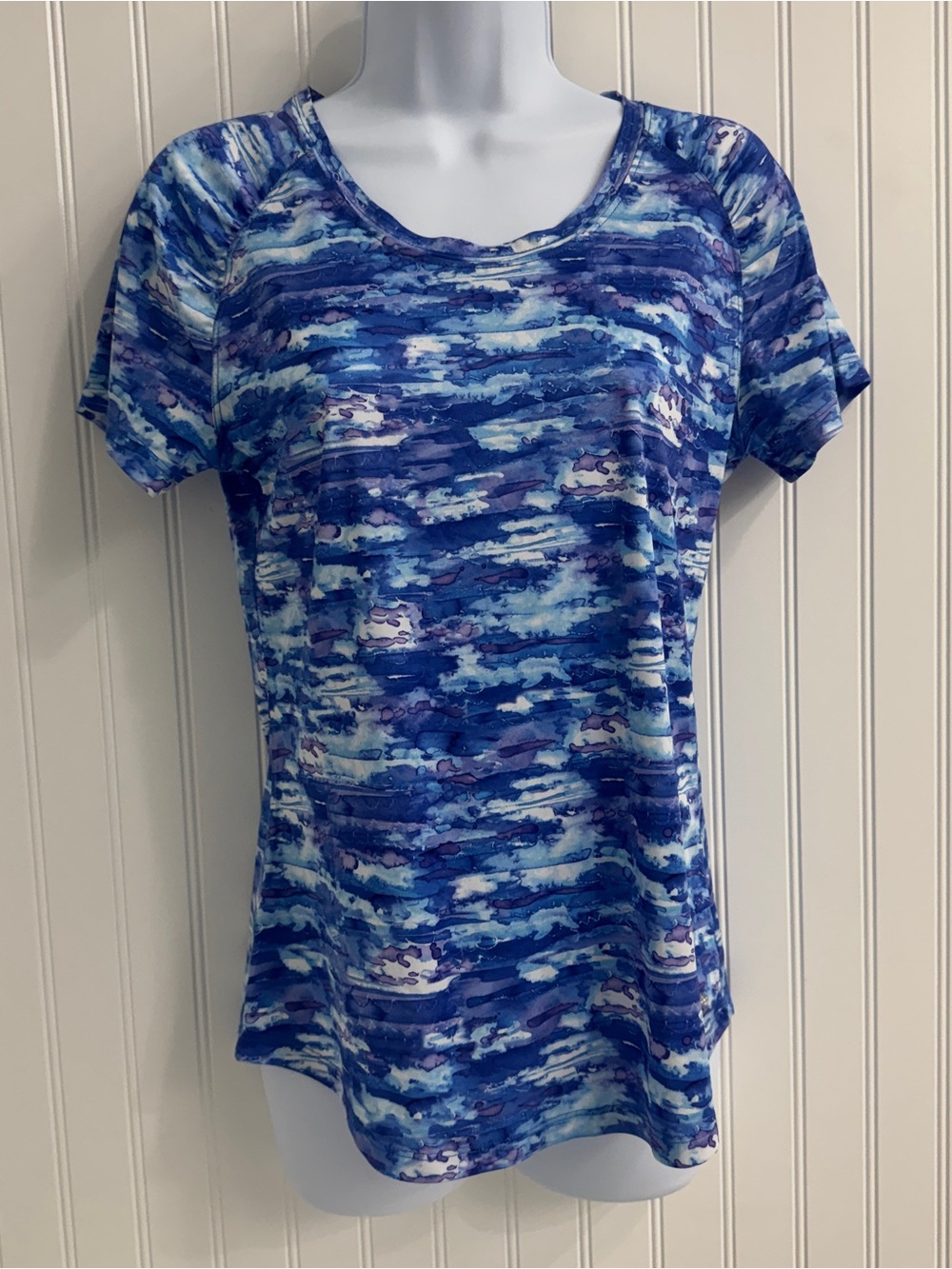 Reel Legends Blue Multi-Stripe Abstract Short Sleeve Tee